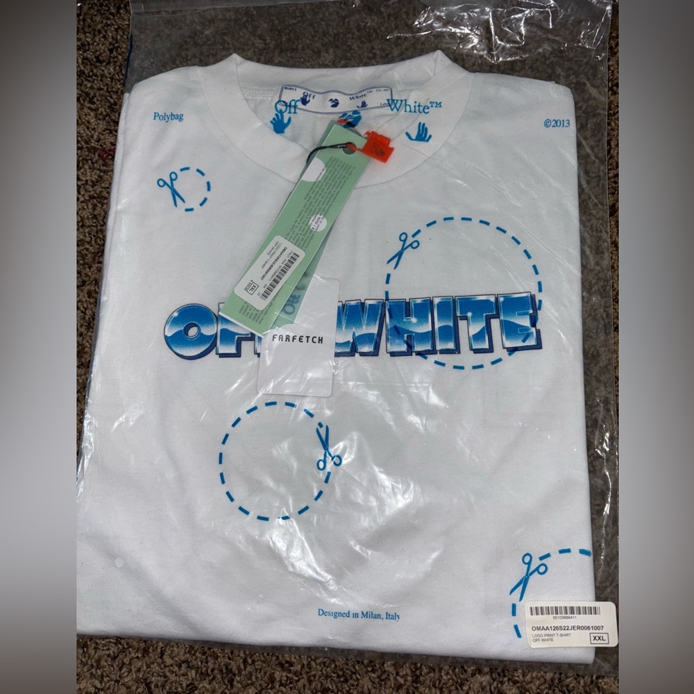 Off-White Blue and White Graphic Tee